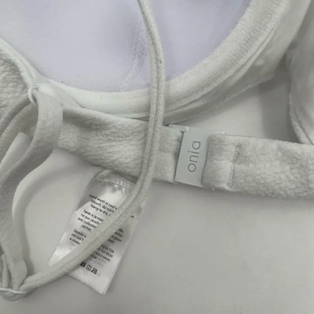 Onia Flora Bikini Top SZ Small Crinkle Texture White Black Pushup Swim Beach NWT